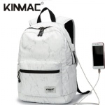 Kinmac White Marble Waterproof  Laptop Backpack Travel School Business Bag