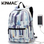 Kinmac Color Stripe Waterproof  Laptop Backpack Travel School Business Bag
