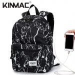 Kinmac Black Marble Waterproof  Laptop Backpack Travel School Business Bag