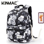 Kinmac Grey Rose Waterproof  Laptop Backpack Travel School Business Bag
