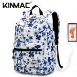 Kinmac Blue Plum Blossom Waterproof  Laptop Backpack Travel School Business Bag